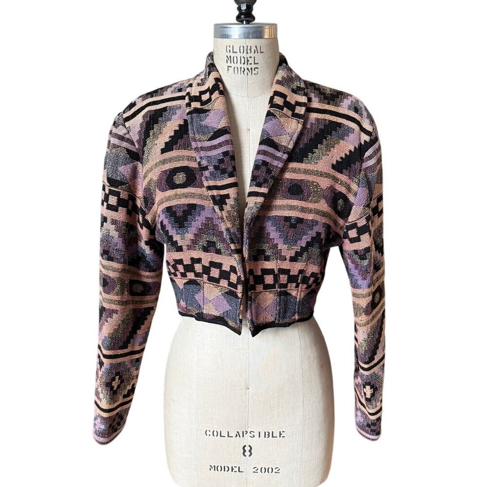 Urban Oasis Westernwear Cropped Blanket Jacket Size Small Vintage Boho